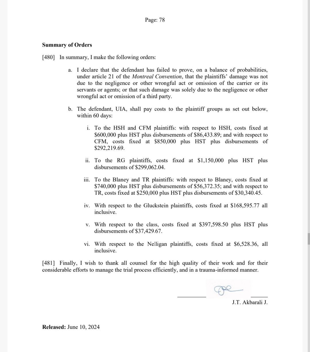 رای دادگاه انتاریو در مورد شرکت هواپیمایی اوکراینی